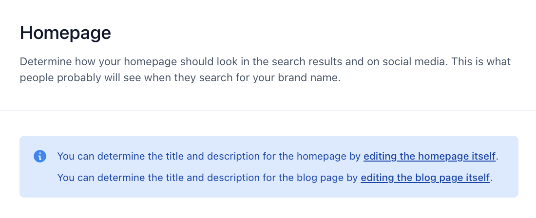 Yoast SEO allows you to determine how your homepage will look  in search results.