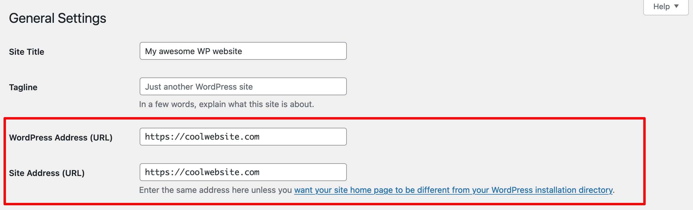 Changing your site URL from the WordPress dashboard.