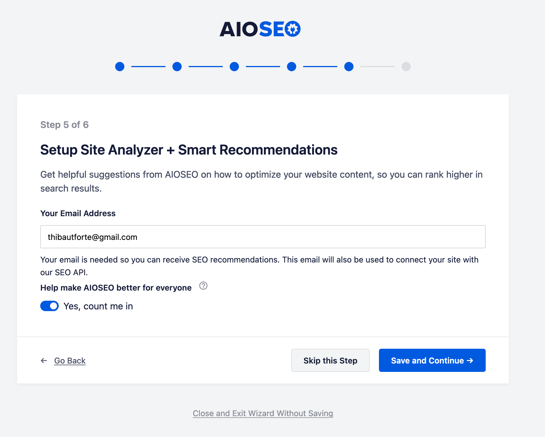 The All in One SEO plugin offers a site analyzer and smart recommendations.
