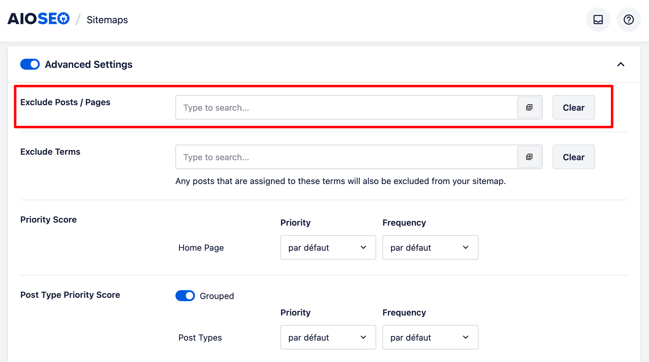 AIOSEO allows you to exclude certain posts and pages from your sitemap.