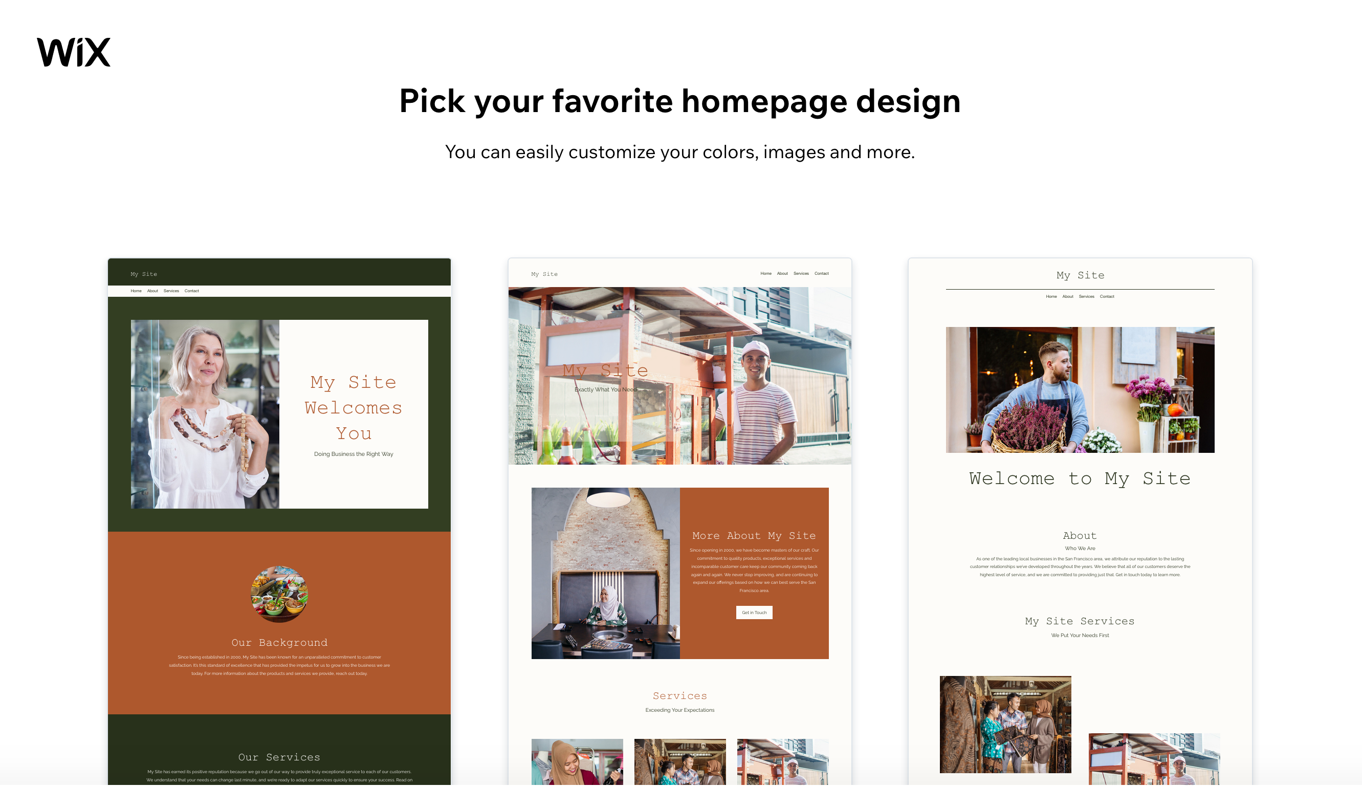 Wix home page templates.