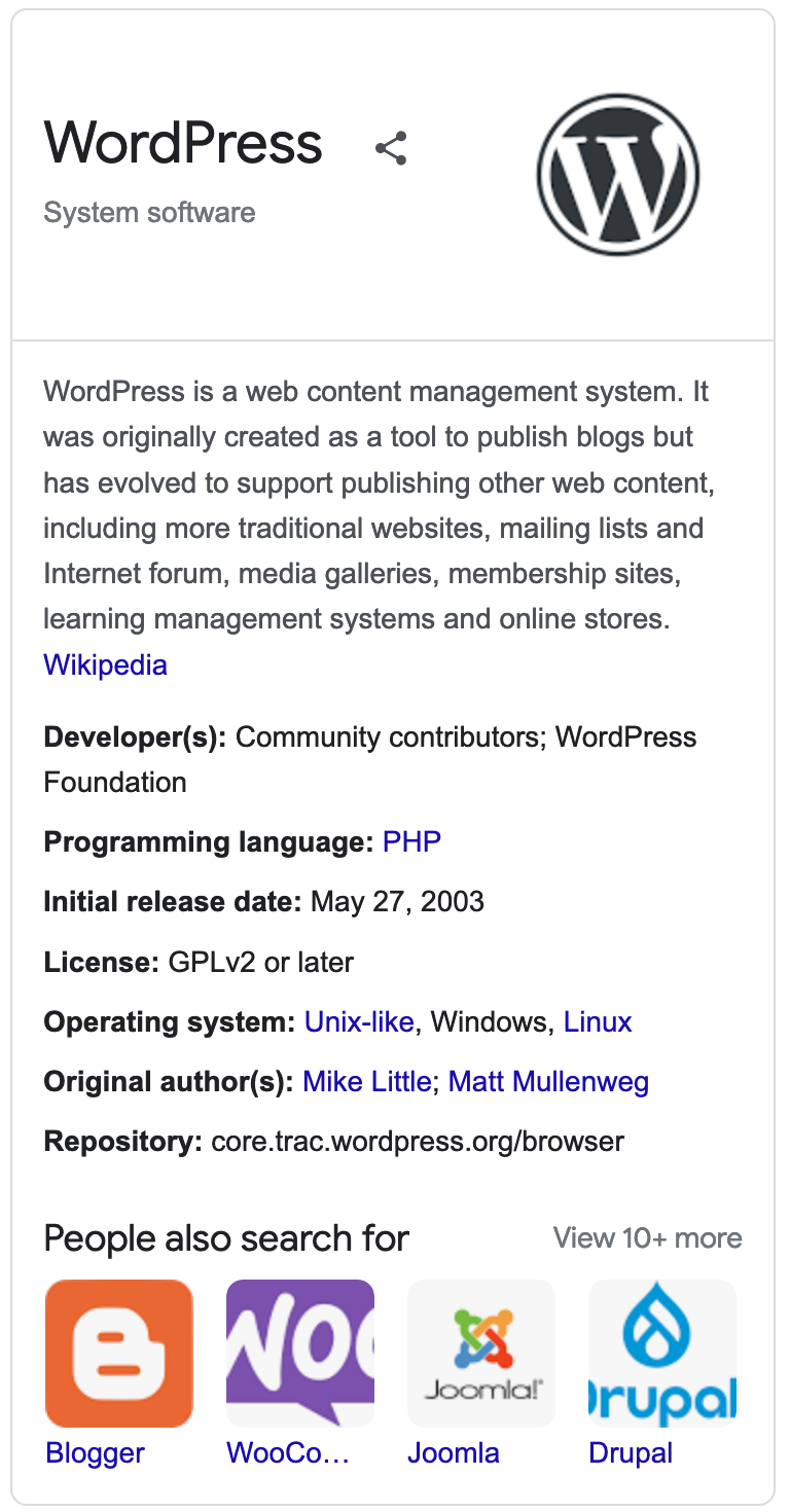The WordPress OpenGraph image.