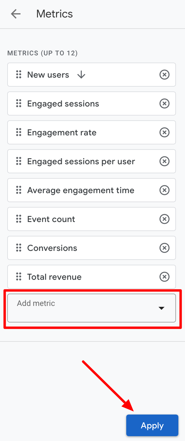 Adding the bounce rate metric to your Google Analytics 4 report.