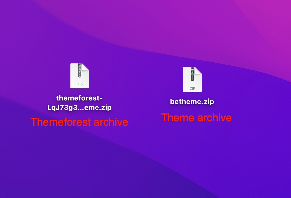 Decompressing the Themeforest archive.