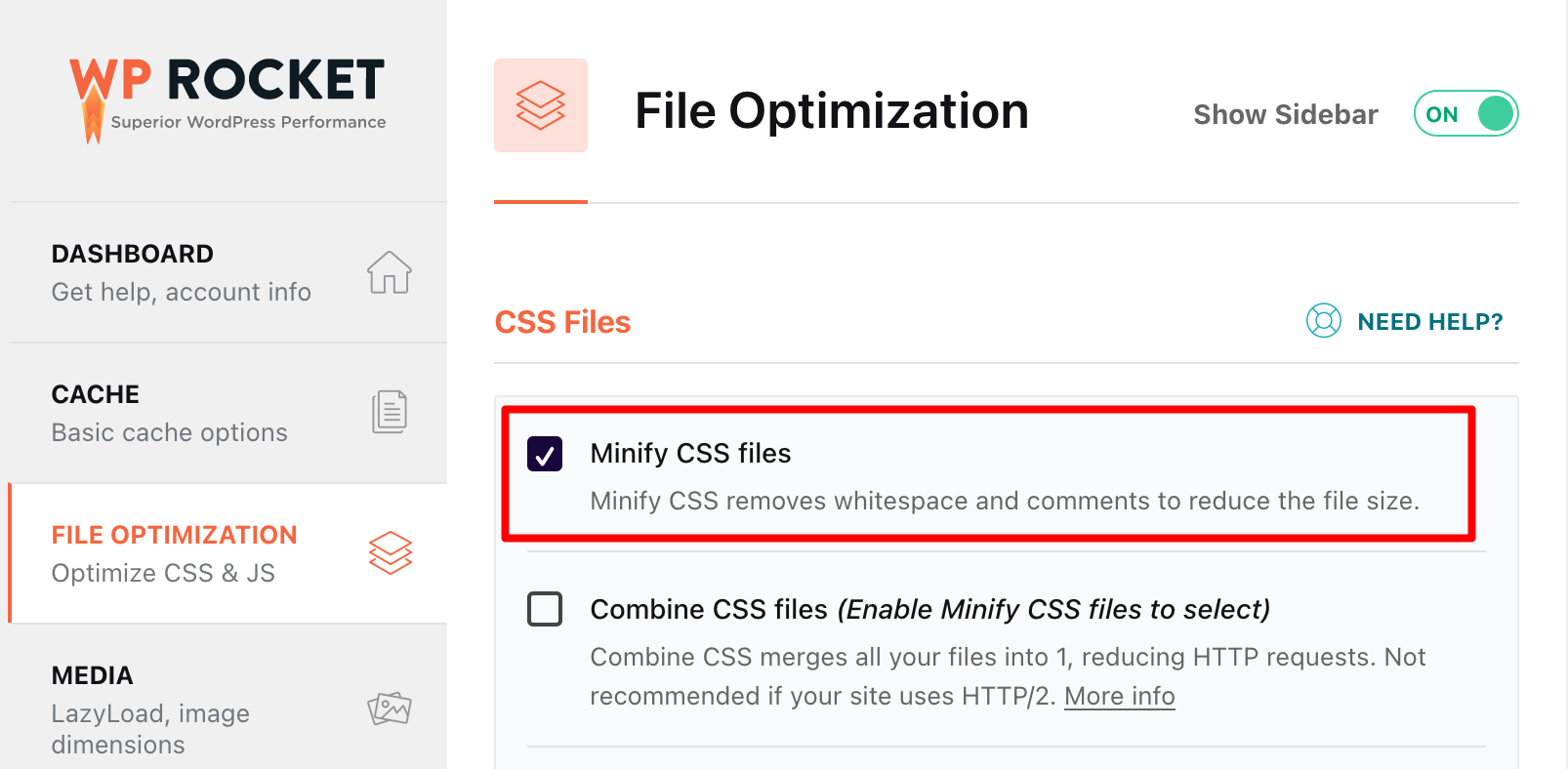 Minify CSS files with WP Rocket.