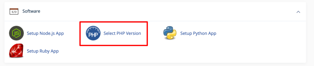 Selecting PHP version in cPanel.