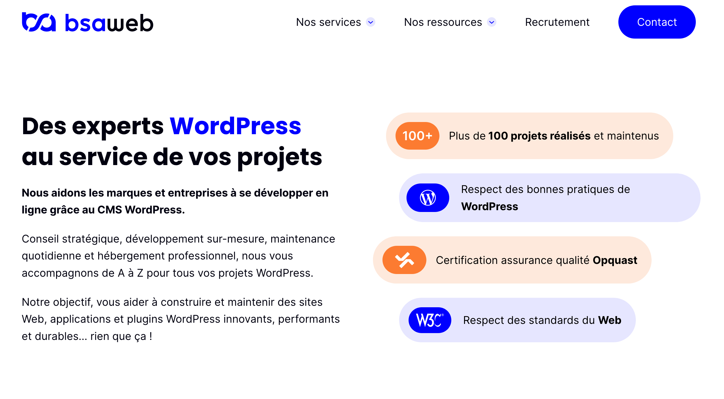BSA Web est une agence WordPress orientée qualité.
