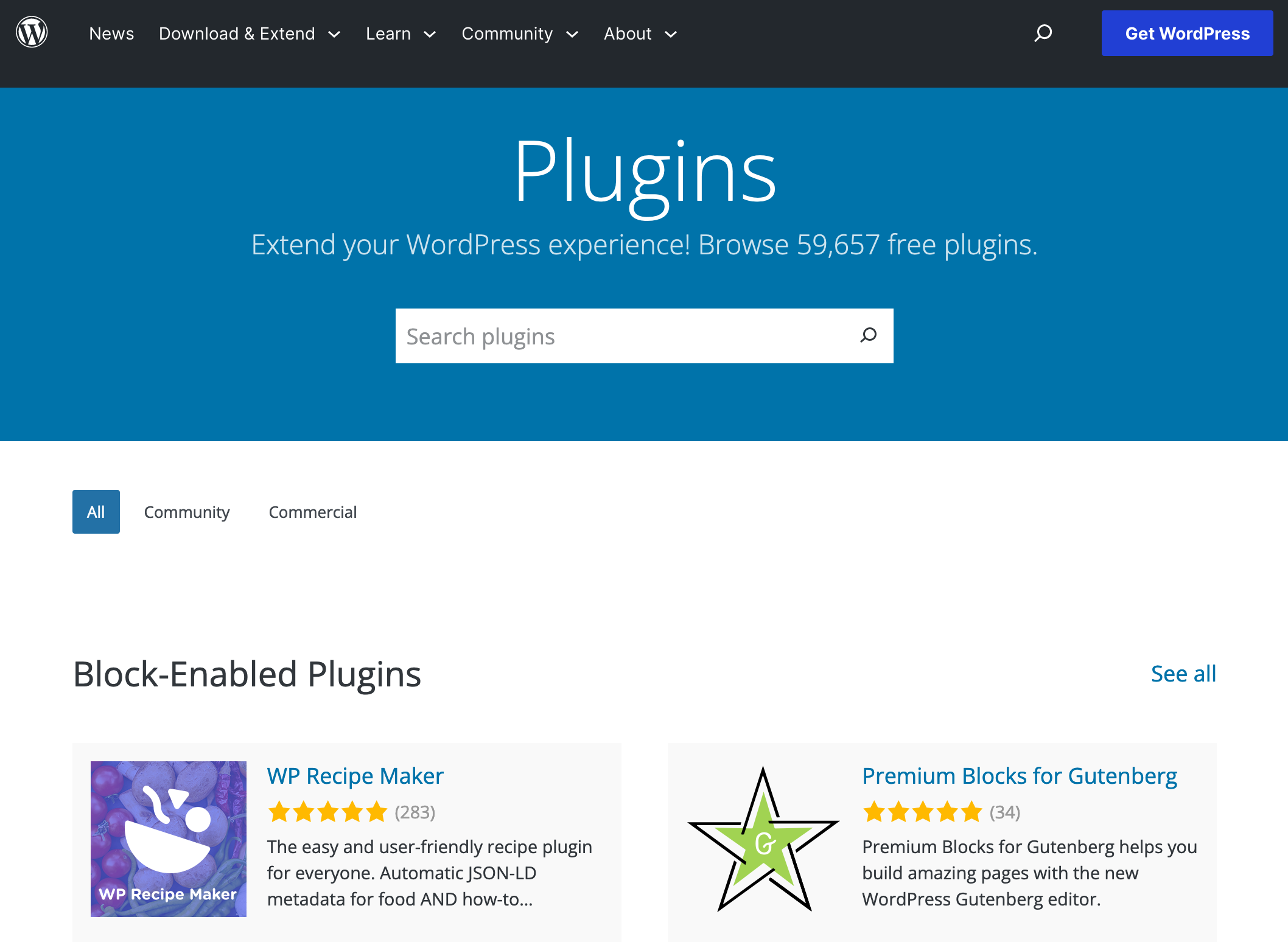 The official WordPress plugin directory.