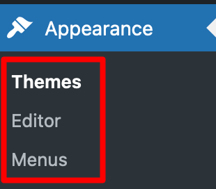 The "Appearance" menu after installing Neve FSE.