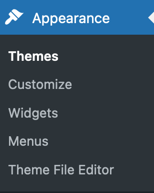 The "Appearance" menu in a classic WordPress theme.