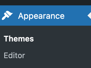 The "Appearance" menu on WordPress.