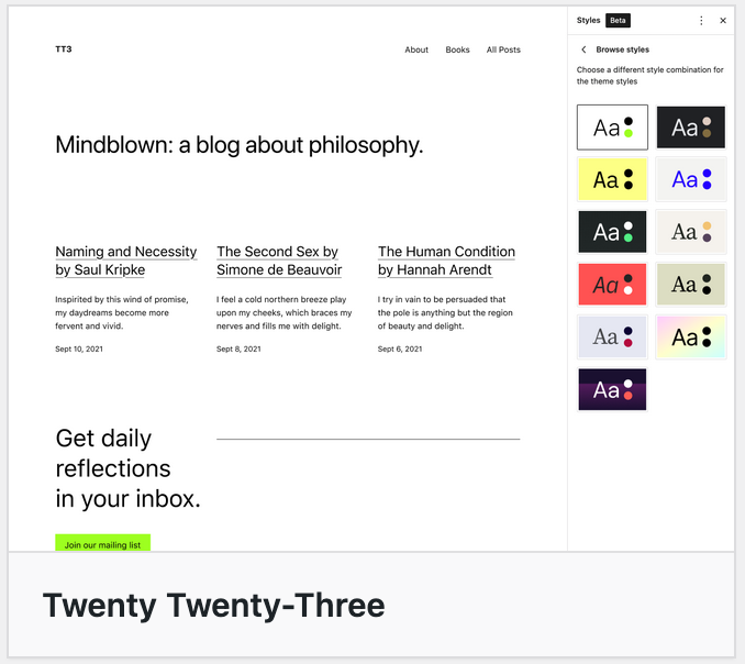 The Twenty Twenty-Three theme on WordPress.