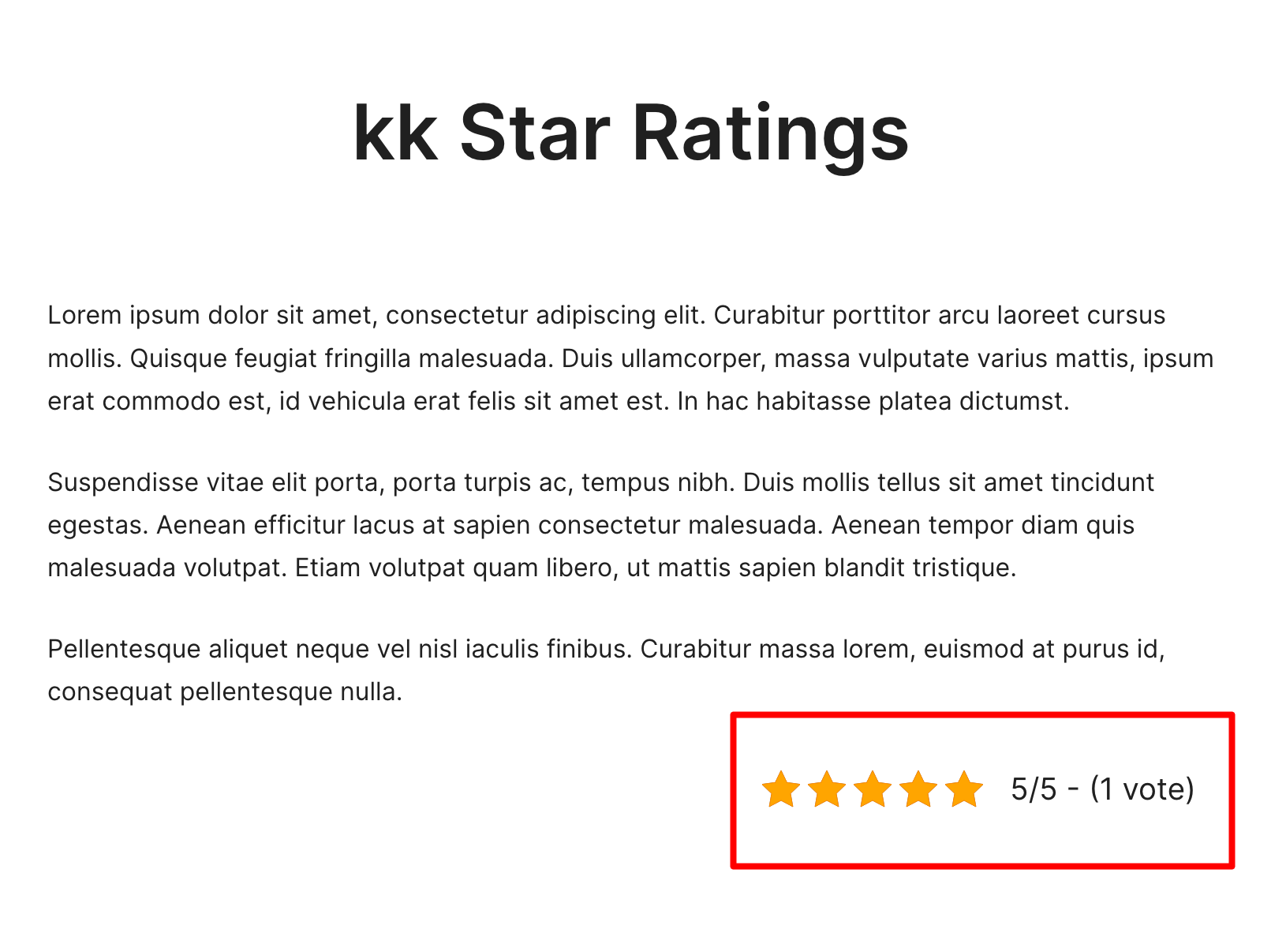 Affichage d'un rich snippet sur WordPress avec kk Star Ratings.