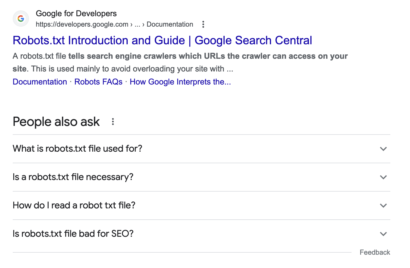An example of "FAQ" rich snippets.