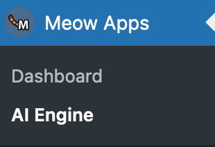 Le menu proposé par Meow Apps.