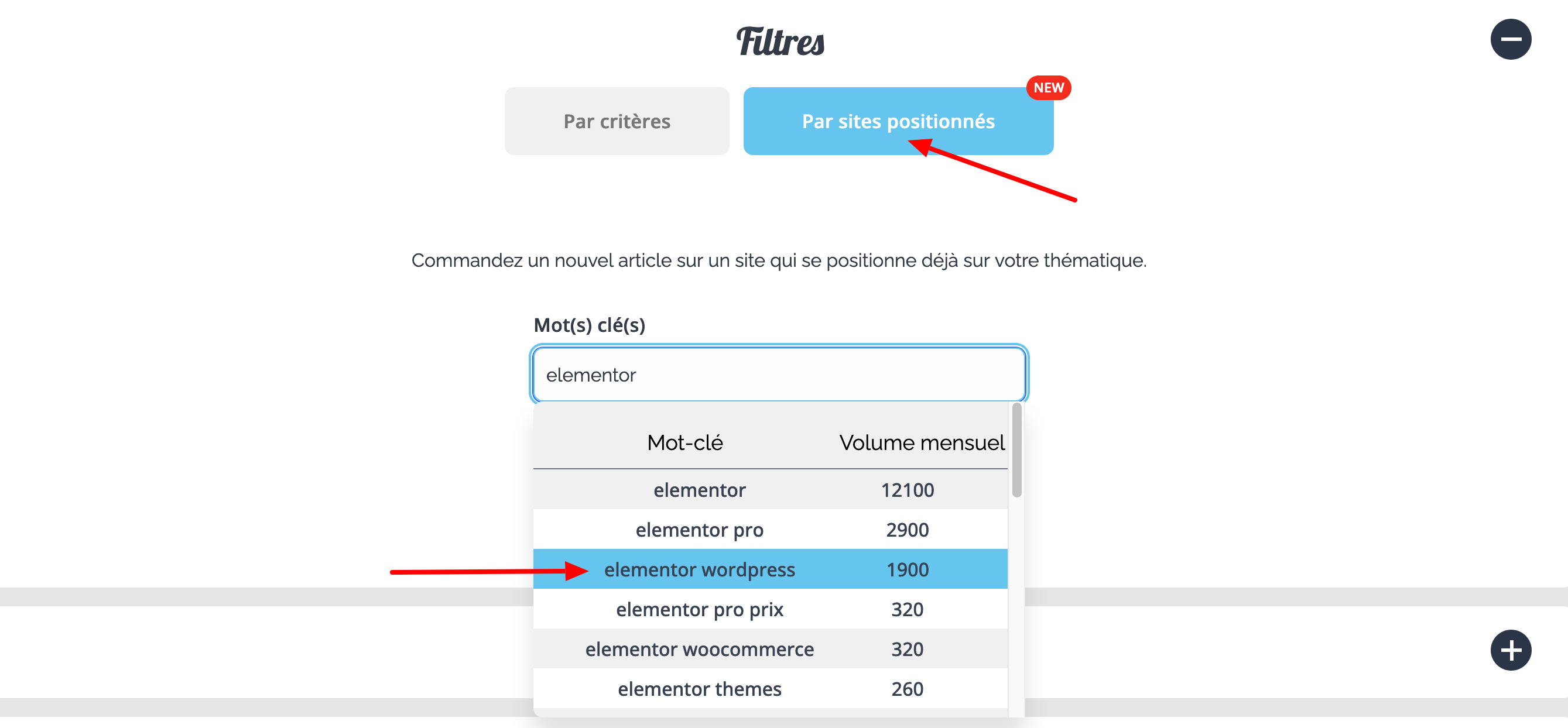 Recherche par filtres de sites positionnés sur Soumettre.fr.