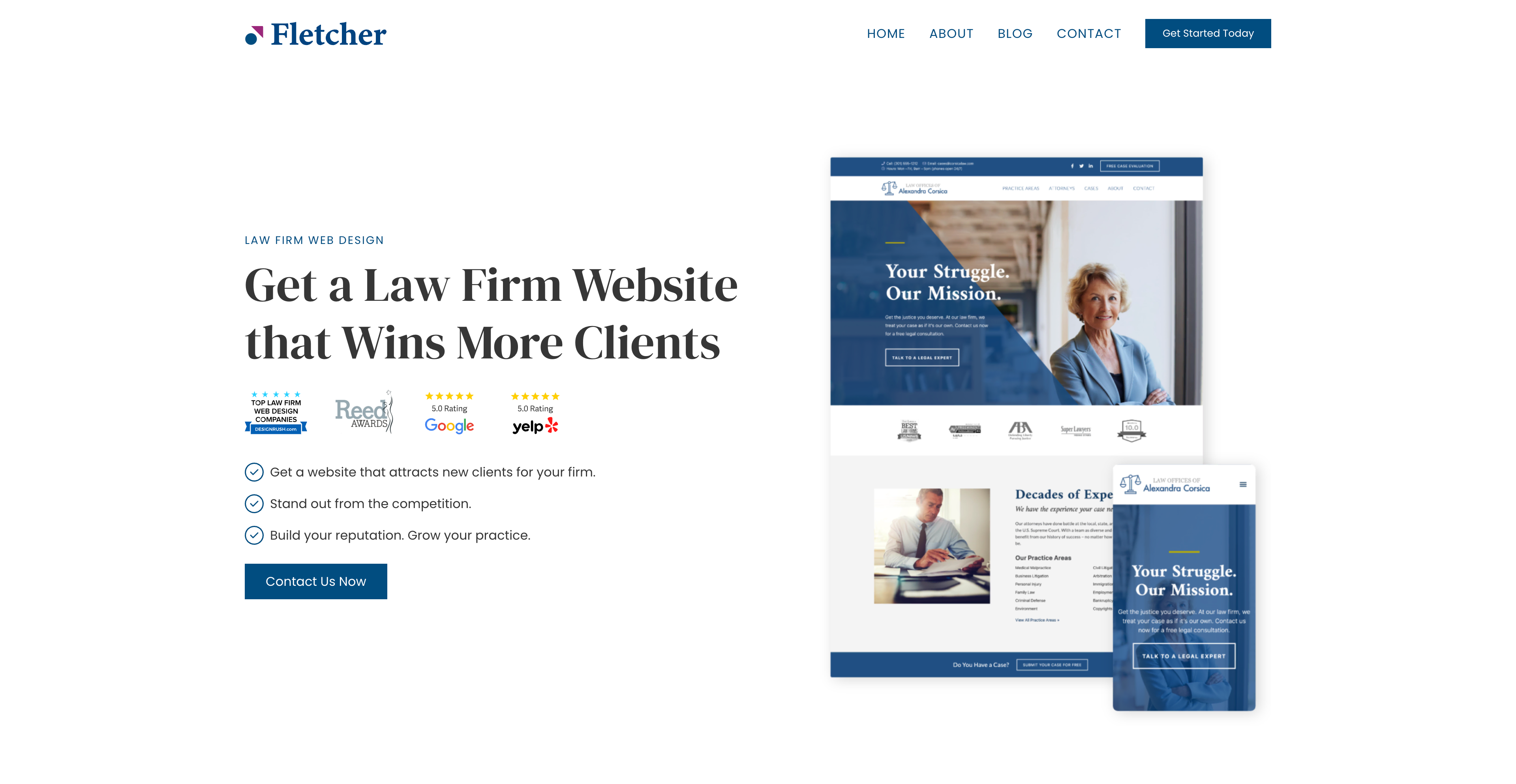 Le site internet d'avocat de Fletcher Digital.