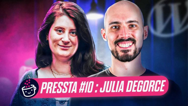 Julia Degorce dans Pressta, le podcast des prestataires WordPress par WPMarmite.