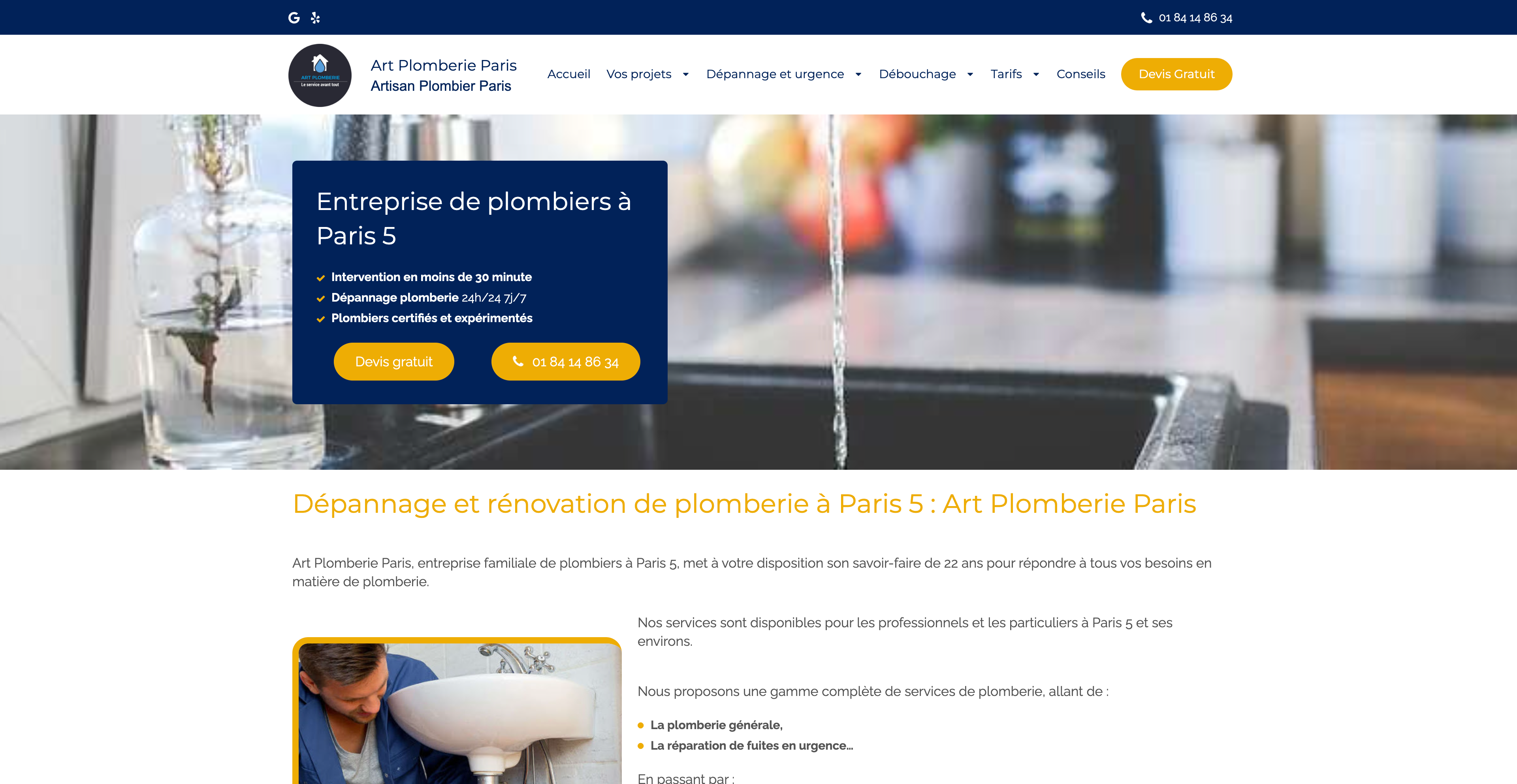 Le site internet de Art Plomberie.