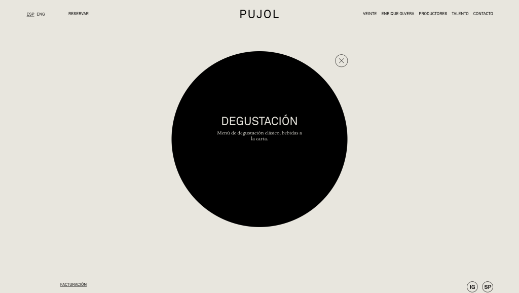 Le site internet du restaurant Pujol.