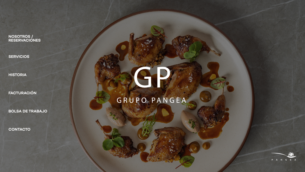Le site internet du restaurant Grupo Pangea.