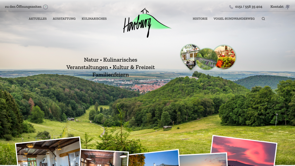 Le site internet du restaurant Harburg Wernigerode. 