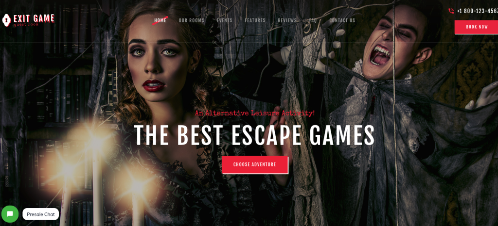 exemple de site web pour un escape game