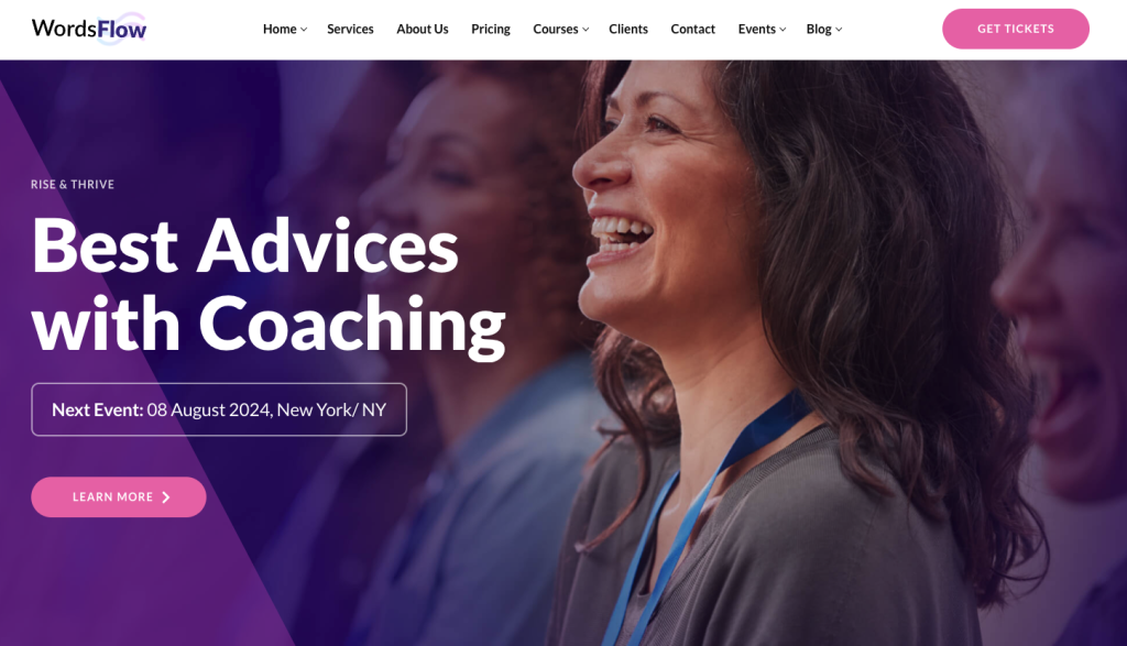 Exemple de site internet de coach en entreprise et motivational speaker