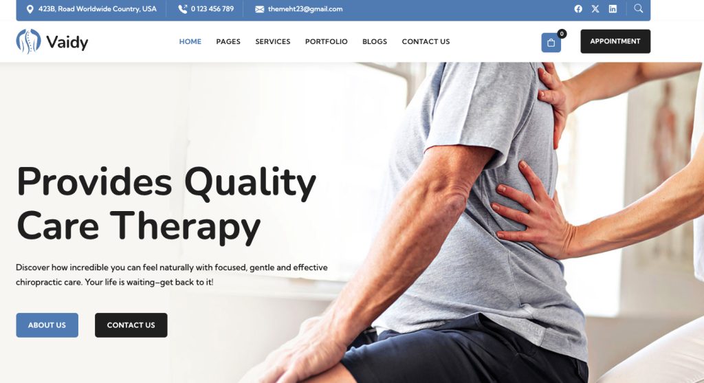 Exemple de site web pour l'ostéopathie